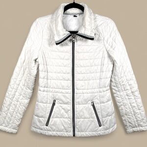 GUESS Women's White Quilted Lightweight Puffer Jacket Size Small Minimalist